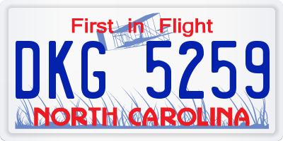 NC license plate DKG5259