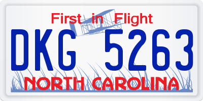 NC license plate DKG5263