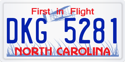 NC license plate DKG5281