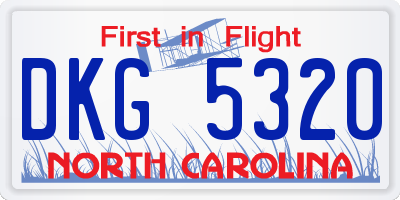 NC license plate DKG5320