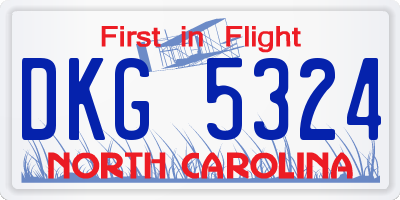 NC license plate DKG5324