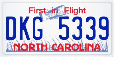 NC license plate DKG5339