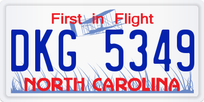 NC license plate DKG5349