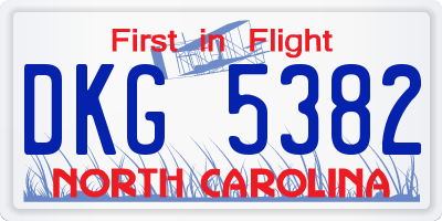 NC license plate DKG5382