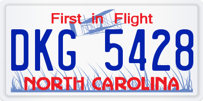 NC license plate DKG5428