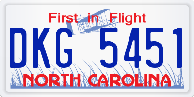NC license plate DKG5451
