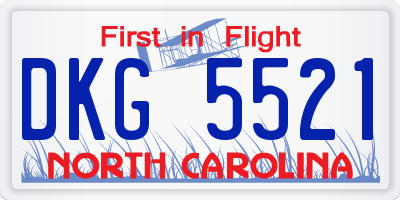 NC license plate DKG5521