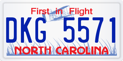 NC license plate DKG5571