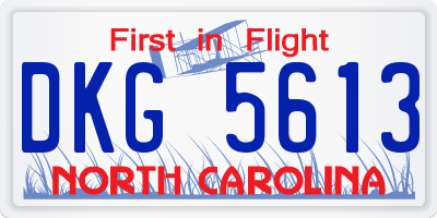 NC license plate DKG5613