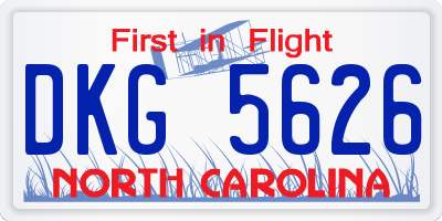 NC license plate DKG5626