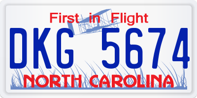 NC license plate DKG5674
