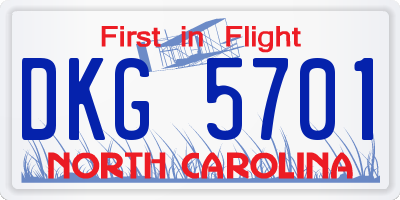 NC license plate DKG5701