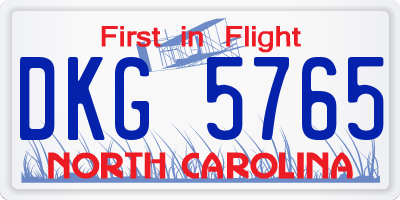 NC license plate DKG5765