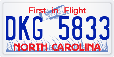 NC license plate DKG5833