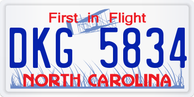 NC license plate DKG5834