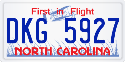 NC license plate DKG5927