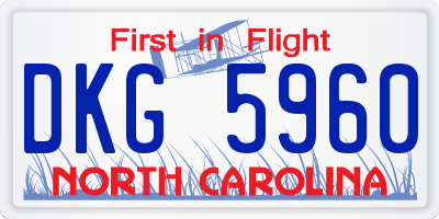 NC license plate DKG5960