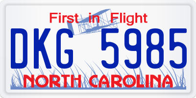 NC license plate DKG5985