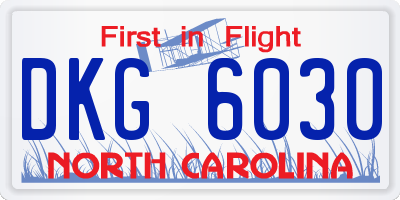 NC license plate DKG6030