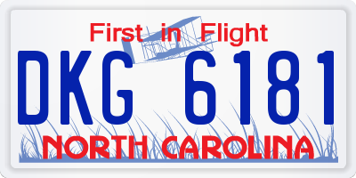 NC license plate DKG6181