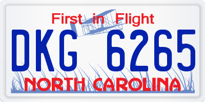 NC license plate DKG6265