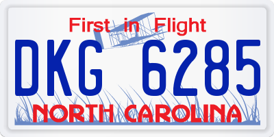 NC license plate DKG6285