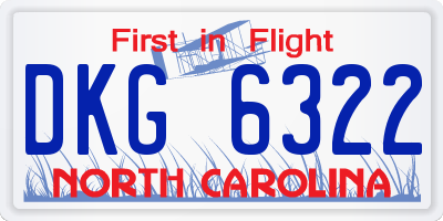 NC license plate DKG6322