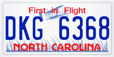 NC license plate DKG6368