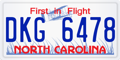 NC license plate DKG6478
