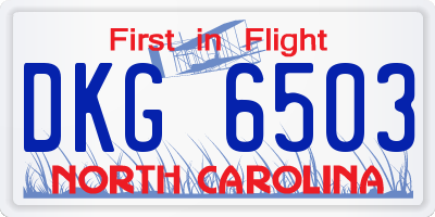 NC license plate DKG6503