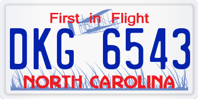 NC license plate DKG6543