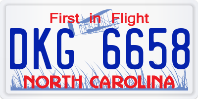NC license plate DKG6658
