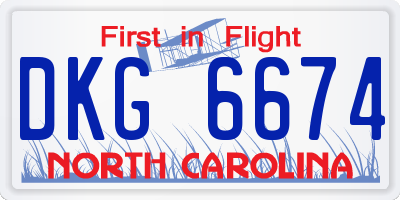 NC license plate DKG6674
