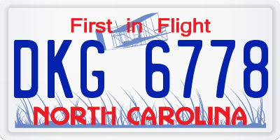 NC license plate DKG6778