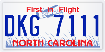 NC license plate DKG7111
