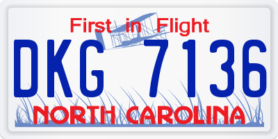 NC license plate DKG7136