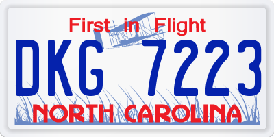 NC license plate DKG7223