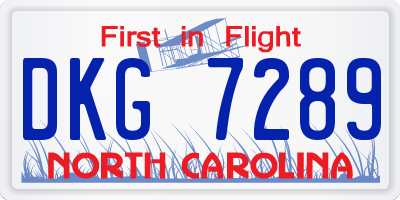 NC license plate DKG7289