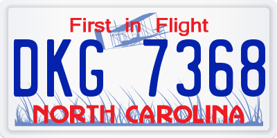 NC license plate DKG7368