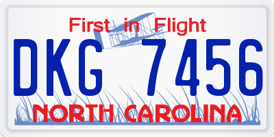 NC license plate DKG7456