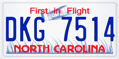 NC license plate DKG7514