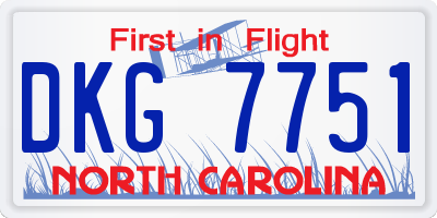 NC license plate DKG7751