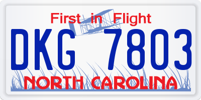 NC license plate DKG7803