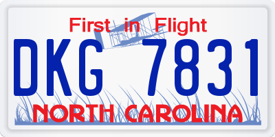 NC license plate DKG7831