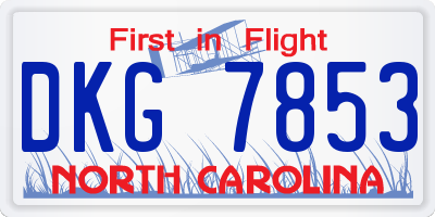 NC license plate DKG7853