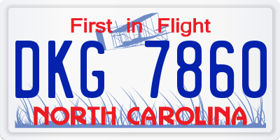 NC license plate DKG7860
