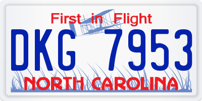 NC license plate DKG7953
