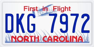 NC license plate DKG7972