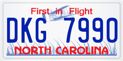 NC license plate DKG7990