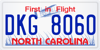 NC license plate DKG8060